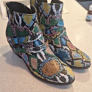 Colorful Snake Print Ankle Boots ANGEL STEPS
